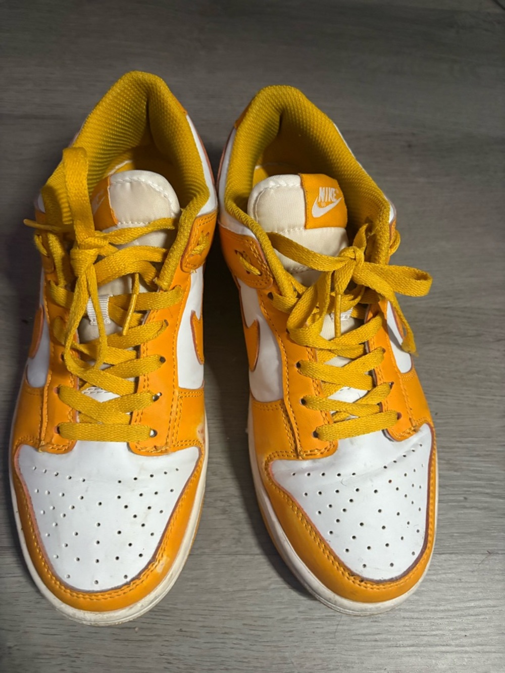 White and Yellow Nike Women Dunks